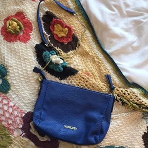 Blue faux alligator skin crossbody purse